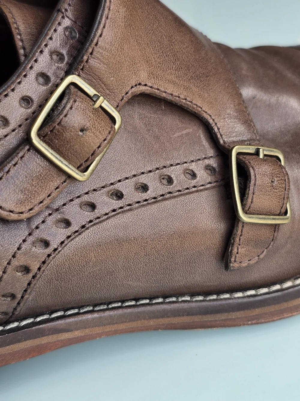 J. Murphy by Johnston & Murphy Brown Leather Double Monk Strap Oxfords